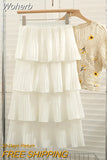 Spring Summer Women Fashion Layered High-waisted Skirts Casual Solid Color Cake Skirt QT1683-Outfit