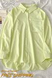 Spring Summer 2023 Women Fashion Tunic Chemise Oversize Femme Macaron Shirt for Women Office Blouse Korean Style Women-Outfit