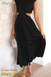 Waist Y2k Sexy Women Dress Summer 2023 Elegant Sleeveless A-line Long Dresses Women Vintage Hollow Casual Dress Robes 25544-Outfit