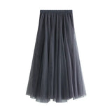 Long Yarn Skirt Half Dress Girl Autumn And Winter High Waist Long Net Yarn Skirt 100 Folding Skirt A Skirt Fairy Dress