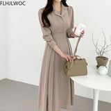 2022 Spring Fenimine Vestidos Women Fashion Korea Chic Japan Style V Neck Single Breasted Button Elegant Long Shirt Dress