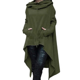 Irregular Hem Hoodies Causal Plus Size Sweatshirt Cloak Fashion Drawstring Pocket Oversize Female Hooded