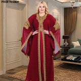 Piece Set Dress African Dresses for Women 2023 Traditional Gold Embroidery Clothing Islam Kaftan Abaya Musulman Robe Femme-Outfit