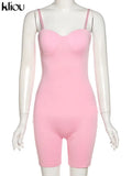 Kliou Body-Shaping Rompers Women Popular Classy Sheath Slim Sexy Cleavage Party Playsuit Solid Strapless Camisole Clubwear