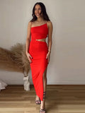 Diagonal Collar Sleeveless Robe Slim Off Shoulder Spaghetti Strap Dresses Summer Fashion Chic Female Party Club Vestidos-Outfit
