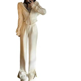 Woherb 2024 New Hong Kong Style Sports Leisure Suit Women's Salt Wear Fish Bone Waist Hoodie Two-Piece Trousers-Outfit