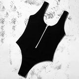 White Swimwear Women 2020 New Arrival Padded Zipper Patchwork Sexy One Piece Swimsuit Female Bathing Suit