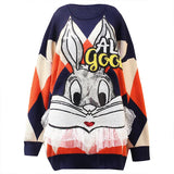 Loose Knitted Oversize Sweaters Rabbit Sequins Women Autumn Winter Casual Female Pullover New Fashion Woman Jumper-Outfit