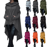 Irregular Hem Hoodies Causal Plus Size Sweatshirt Cloak Fashion Drawstring Pocket Oversize Female Hooded