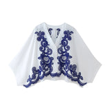 Spring Style Spliced Embroidered Shirt 5107240 Color Embroidered Skirt 5107245-Outfit