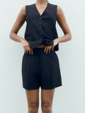 2023 Women Summer 2 pieces sets Fashion Solid Linen Vests Coats and Shorts Female Linen Casual Street Two Suits Clothing-Outfit