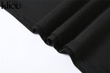 Kliou Sexy Hollow Out Mini Dress Women Solid Unique Design Long Sleeve Backless Body-Shaping Cleavage Hip Skirt Female
