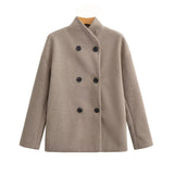 Women's Autumn And Winter New Fashion Temperament Loose V-Neck Double Buckle Coat