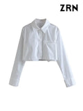 Women Fashion Loose Cropped Shirts Vintage Long Sleeve Front Button Female Blouses Blusas Chic Tops-Outfit