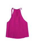 2023 Women Summer Blouses Shirts Tops Fashion Solid Linen Halter Sleeveless Female Elegant Street Top Clothing-Outfit