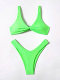 Solid Tie Sexy Bikinis Push Up Bikini 2021 Newest Padded Bra High Leg Bandage Swimsuit Female Swimwear Women