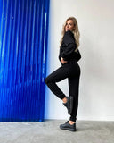 Autumn And Winter Plus Velvet Long-Sleeved Hooded Long-Sleeved Lady's Trousers