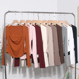 French Style Long-Sleeved T-Shirt Girl Autumn And Winter Collar Folded Folded Body Inside The Bottom Shirt Top