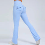 Woherb Peach Lift Hip Yoga Bell Pants Fitness Exercise Wide Leg Micro Pants High Waist Quick Dry-Outfit