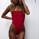 One Piece Swimsuit 2019 New Arrival Strapless High Leg Backless Sexy Swimwear Women Solid Bodysuit Monokini Swim