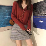 Woherb Autumn Dress 2024 Korean Version Loose Short Money With Long Sleeve Small Knit Cardigan Coat Female Thin Money-Outfit