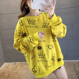 Women Leisure Rainbow Trendy All-match Hooded Korean Style Long Sleeve Striped Harajuku Young Ladies Fashion Soft