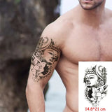 Waterproof Temporary Tattoo Sticker Totem Line Black Classical Tatoo Body Art Arm Leg Fake Tattoos Women/Men Girl 14.8*21