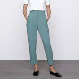 Summer Casual Solid Ankle-Length Pants 2023 High waist Fashion Female Elegant Straight Pants Trousers Clothing LY9385-Outfit