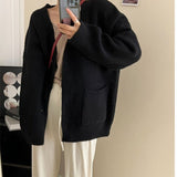 Woherb Women's Wear Fall / Winter 2024 New Large Pocket Knit Cardigan Top-Outfit