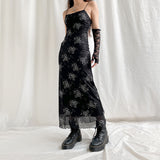 Woherb Dark Wind Cool Girl Dirty Print 2023 Summer New Women's Street Spice Girl Sling Long Skirt Woman-Outfit
