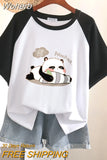 100% Cotton L-3XL T Shirt Plus size Print Tshirt Short Sleeve Patchwork Women Top Summer Couple O Neck Oversize T Shirts-Outfit