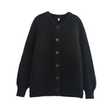 Women's Y2K2025 Autumn New Solid-Colored Cardigan Long-Sleeved Knitted Sweater Coat Women