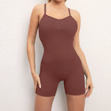Woherb Sha New No Embarrassment Line Tight Yoga Pants Back Hollow Body Training Fitness Sports Jumpsuit-Outfit