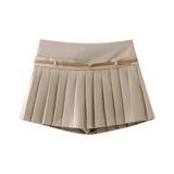 Shorts Skirts for Women, Side Zipper, Mid Waist, Female Skort, Fashion-Outfit