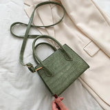 2022 Fashion Trend Women Small Crossbody Bag Faux Leather Shoulder Handbag Classic Crocodile Stone Pattern Zipper Solid