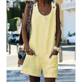 Linen Overall Jumpsuit Homewear Women 2020 Summer Cotton Linen Loose Casual Playsuit combinaison femmel