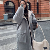 Padded Jacket Women's Mid-length Padded Jacket Winter New Loose Large Size Hooded Thick Warm Cotton Jacket Bubble