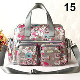 Handbag Vintage Flower Printed Waterproof Nylon Shoulder Messenger Bag Large Capacity Tote Bag Casual Picnic Travel
