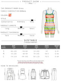 Kliou Mesh Striped Panelled Mini Dress Women Fashion Spaghetti Strap Multi-Color Body-Shaping Skirt Streetwear Female