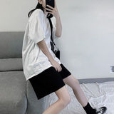 Women Black Ulzzang Trendy Ins New Arrival Summer All-match Simple Feminine Couple Unisex Leisure Trouser Popular Student-Outfit