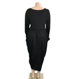 Plus Size V-neck Long SLeeve Ruched Irregular Party