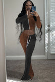 Winter Contrast Color Velour Zipper