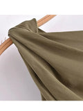 2023 Women Summer MIDI Tank Dress Fashion Solid Satin Sleeveless Split Female Elegant Street Sheath Dresses Clothing-Outfit
