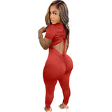 Back Drawstring Ruched Short Sleeve