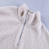 Autumn Zipper V-Neck Long-Sleeved Women's Coat Lamb Woolen