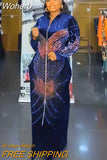 Bodycon Dress Winter Clothes African Dresses For Women Club Outfits Hot Drilling Evening Party Robe Femme Africa Clothing-Outfit