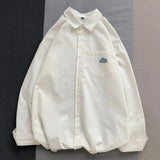 100% Cotton Women Shirt Cute Preppy Style Casual Loose Shirts Fashion Embroidery Autumn Button Up Pocket Ladies Tops