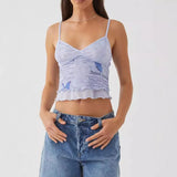 Sweet Fresh Sling Vest Women Summer Body Set Up Short Net Red Summer