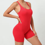 Woherb Honey Peach Hip Without Embarrassment Line Yoga Fitness Jumpsuit Show Back Up Hip Sports Jumpsuit Dancing Woman-Outfit