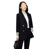 Woherb Celebrity Small Suit Jacket Female 2024 New Fashion Autumn Korean Version Loose Casual Black Suit Jacket-Outfit